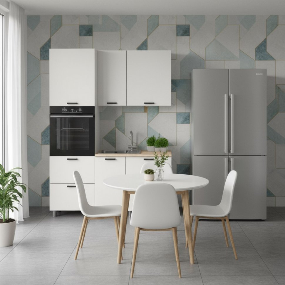 Кухня Аленушка 1,6м ПД Лаванда Молочный,скоба черный,сонома