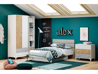 Детская Морти 2 Дуб Бунратти/белый/серый