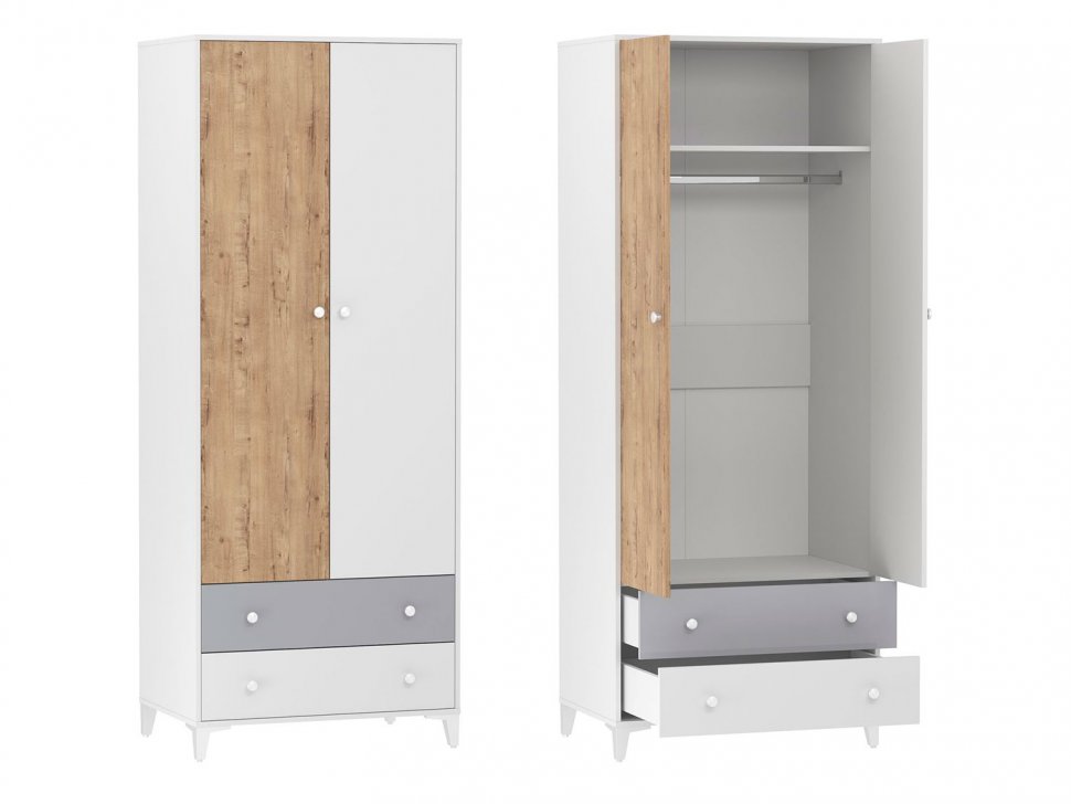 Детская Морти 2 Дуб Бунратти/белый/серый