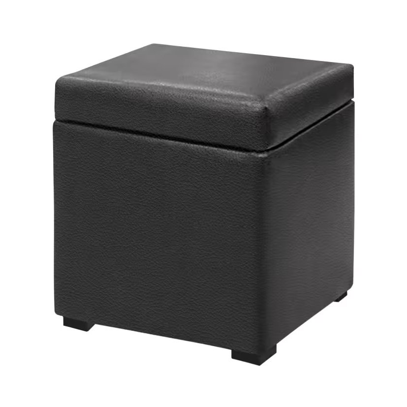 Банкетка квадратная с ящиком (Комфорт-S) Экокожа черный