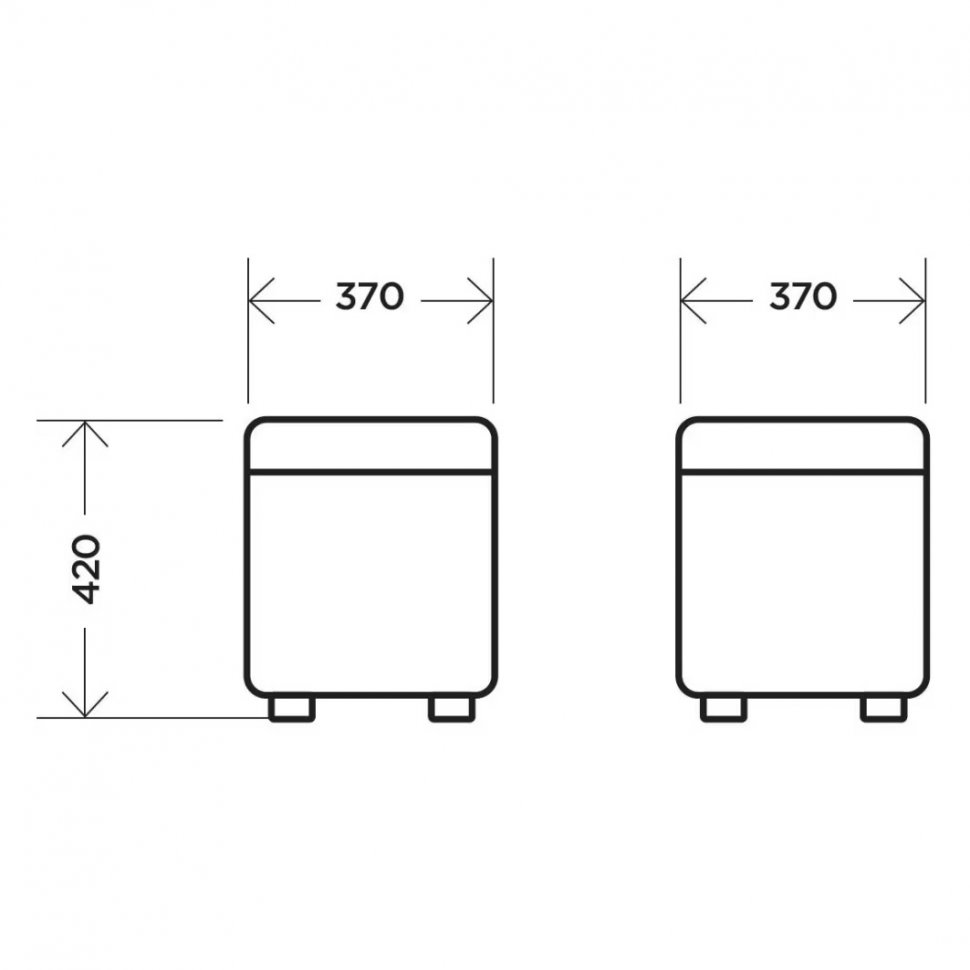 Банкетка квадратная с ящиком (Комфорт-S) Экокожа черный