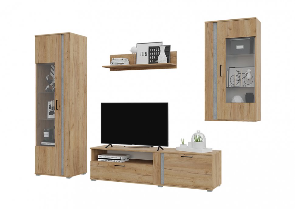 Гостиная Омега (Горизонт) Крафт золотой / Бетон