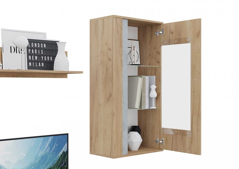 Гостиная Омега (Горизонт) Крафт золотой / Бетон