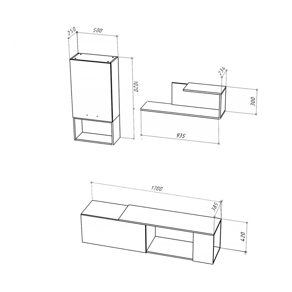 Мини-гостиная Sviss (Черный / Дуб Артизан)