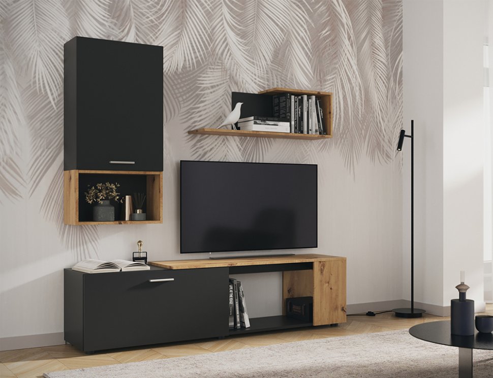 Мини-гостиная Sviss (Черный / Дуб Артизан)