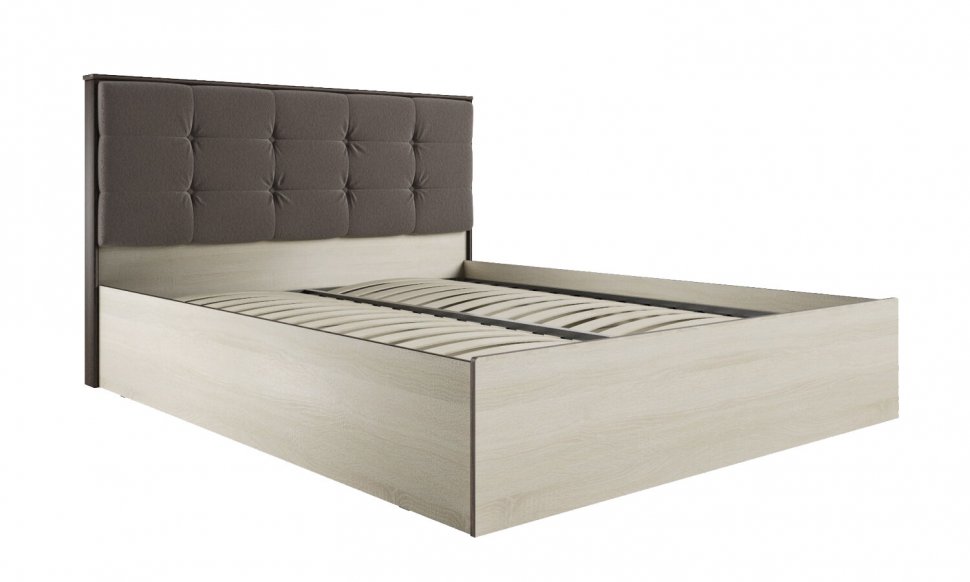 Кровать 160х200 Лирика ЛК-2 с ортопедическим основанием (Велюр Кофейный) ТЭКС