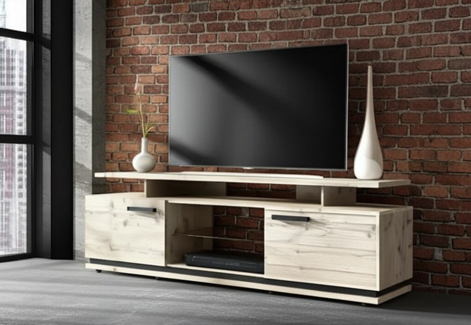 Тумба ТВ Nature 3 (Глазов) Гаскон пайн/Черный