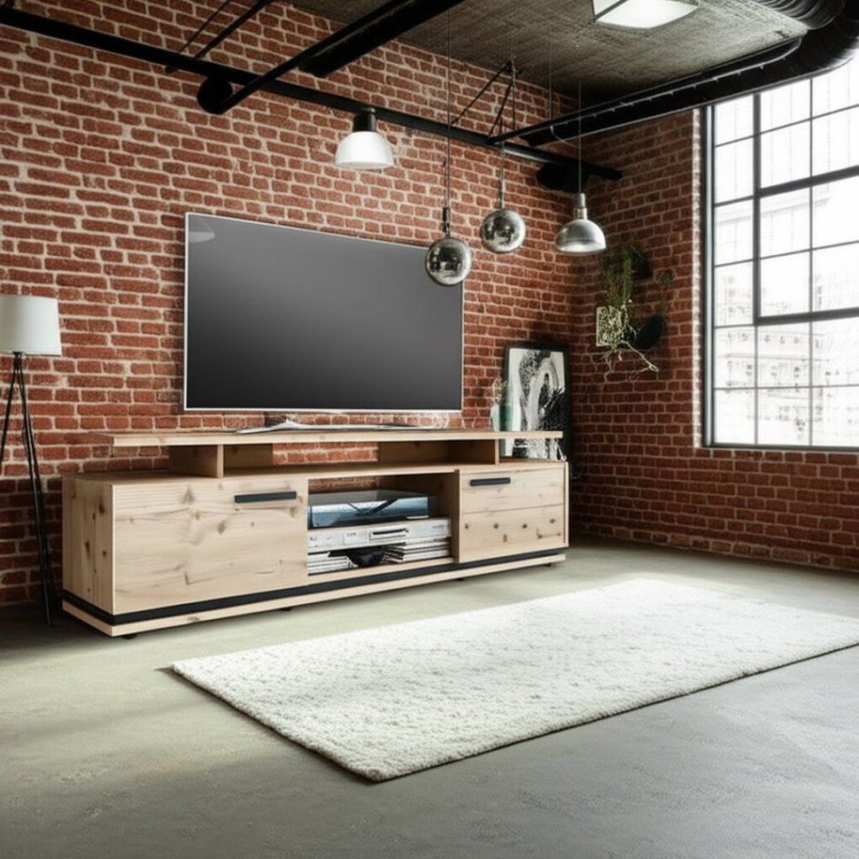 Тумба ТВ Nature 3 (Глазов) Гаскон пайн/Черный