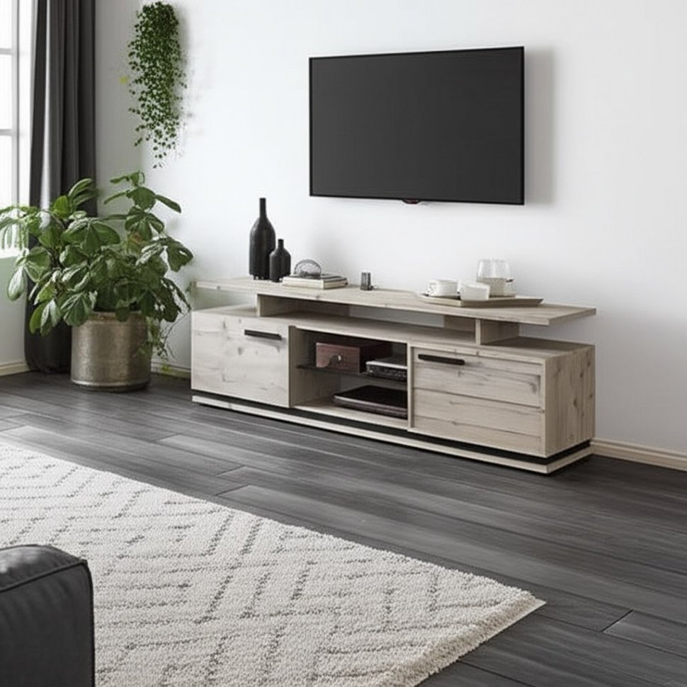 Тумба ТВ Nature 3 (Глазов) Гаскон пайн/Черный