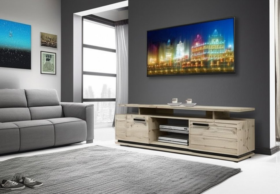 Тумба ТВ Nature 3 (Глазов) Гаскон пайн/Черный