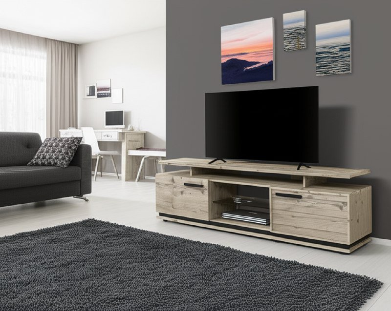 Тумба ТВ Nature 3 (Глазов) Гаскон пайн/Черный