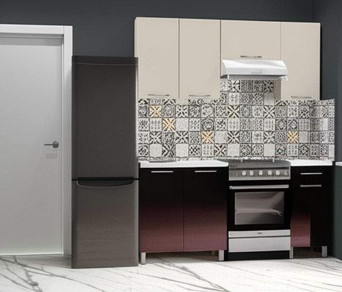 Кухня Танго 1,8 м с окапом, Ваниль, Горький шоколад