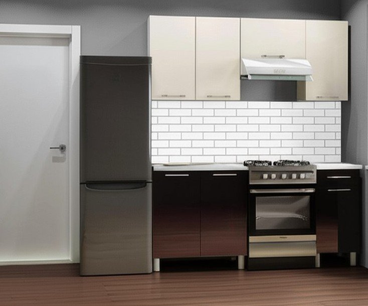 Кухня Танго 1,8 м с окапом, Ваниль, Горький шоколад