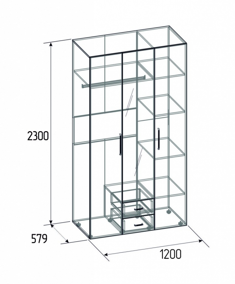 Шкаф трехдверный Монако 444 (Глазов) Atelier светлый