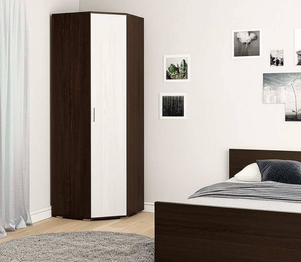 Шкаф угловой Белла, венге/ясень белый