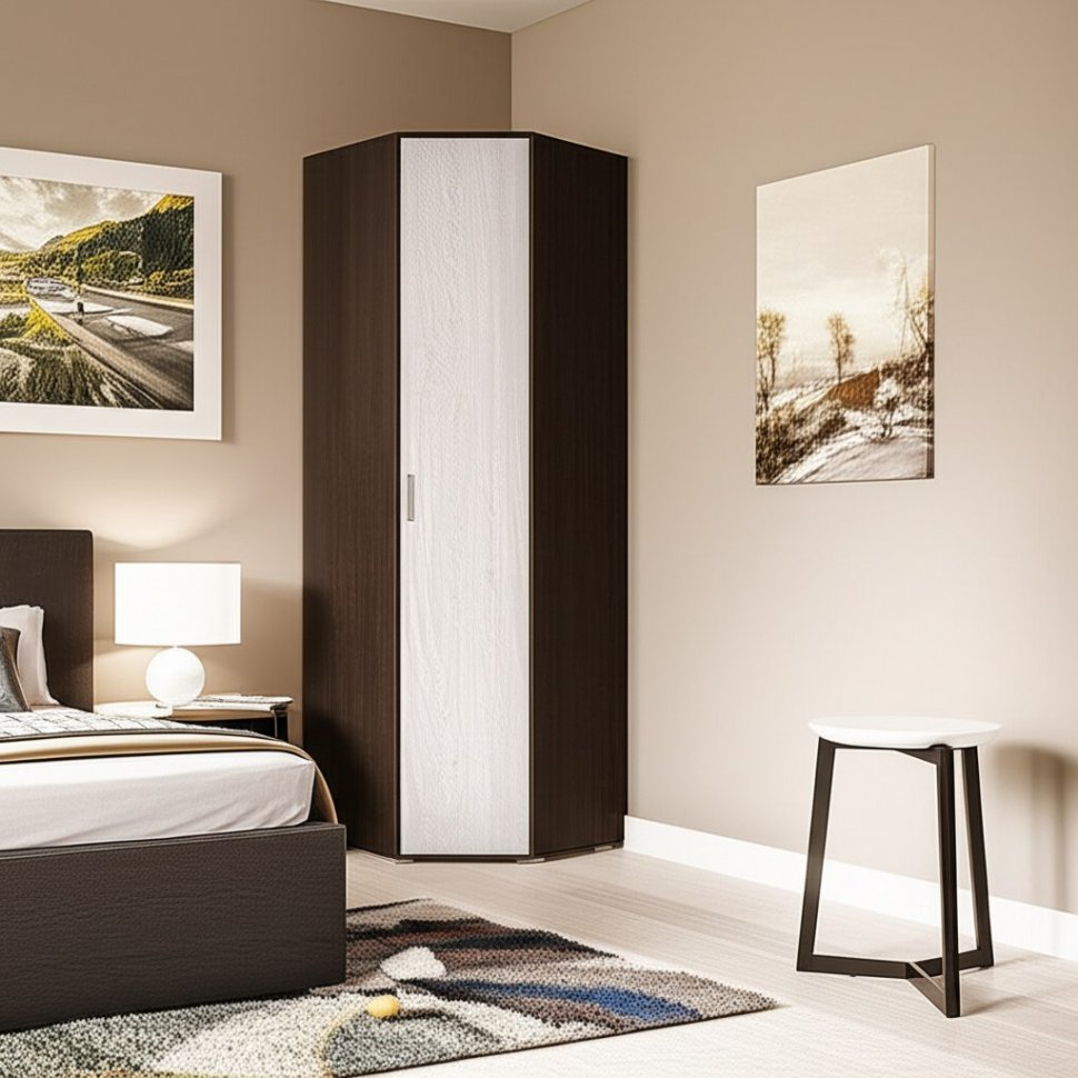 Шкаф угловой Белла, венге/ясень белый