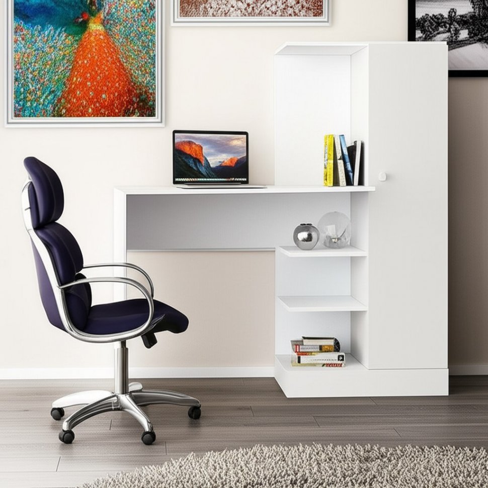 Компьютерный стол Квартет-6 (ТЭКС) Белый