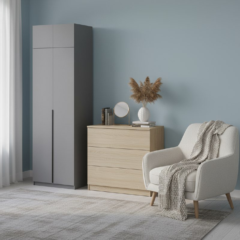 Шкаф с антресолью (полка + штанга) ШК 5 (800), Графит